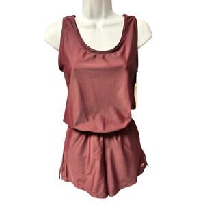 Honeymark NWT Sage Swim Romper Burgundy Plus Size 5XL Stretch Sleeveless Beachy